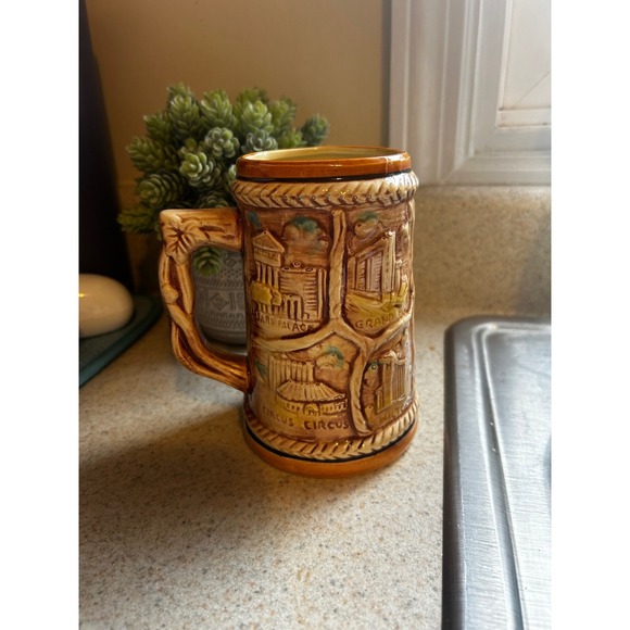 Vintage Fabulous Las Vegas Ceramic Beer Stein Mug 3D Relief Made in Japan - Picture 2 of 3